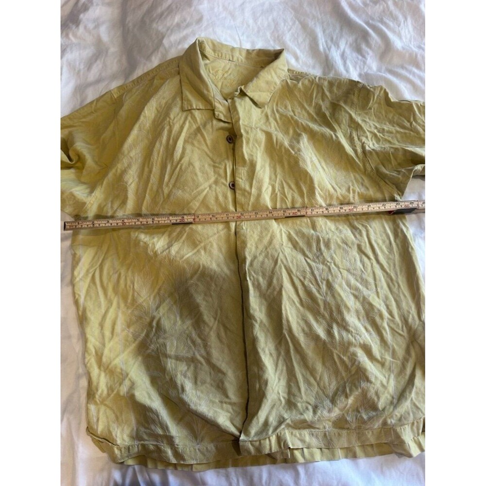 VTG 100% Silk Tommy Bahama Hawaiian Shirt Men’s L Yellow Camp Tropical Vacation - Picture 6 of 6